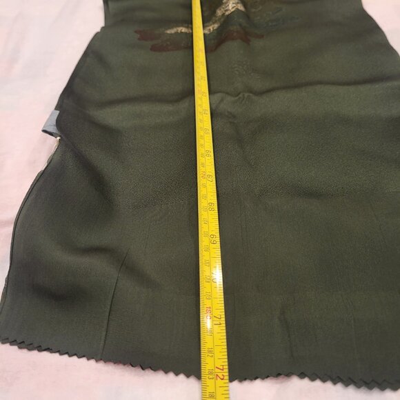 Vintage Silk Emerald Green Scarf by MatsuZakaya Japan Embroidered Silk - Picture 12 of 12